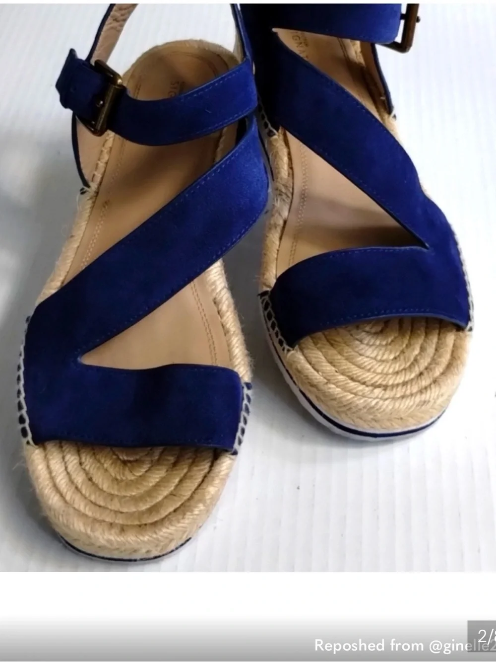 Nordstrom signature Blue Crisscross Platform Espadrille Sandals with Ankle Strap